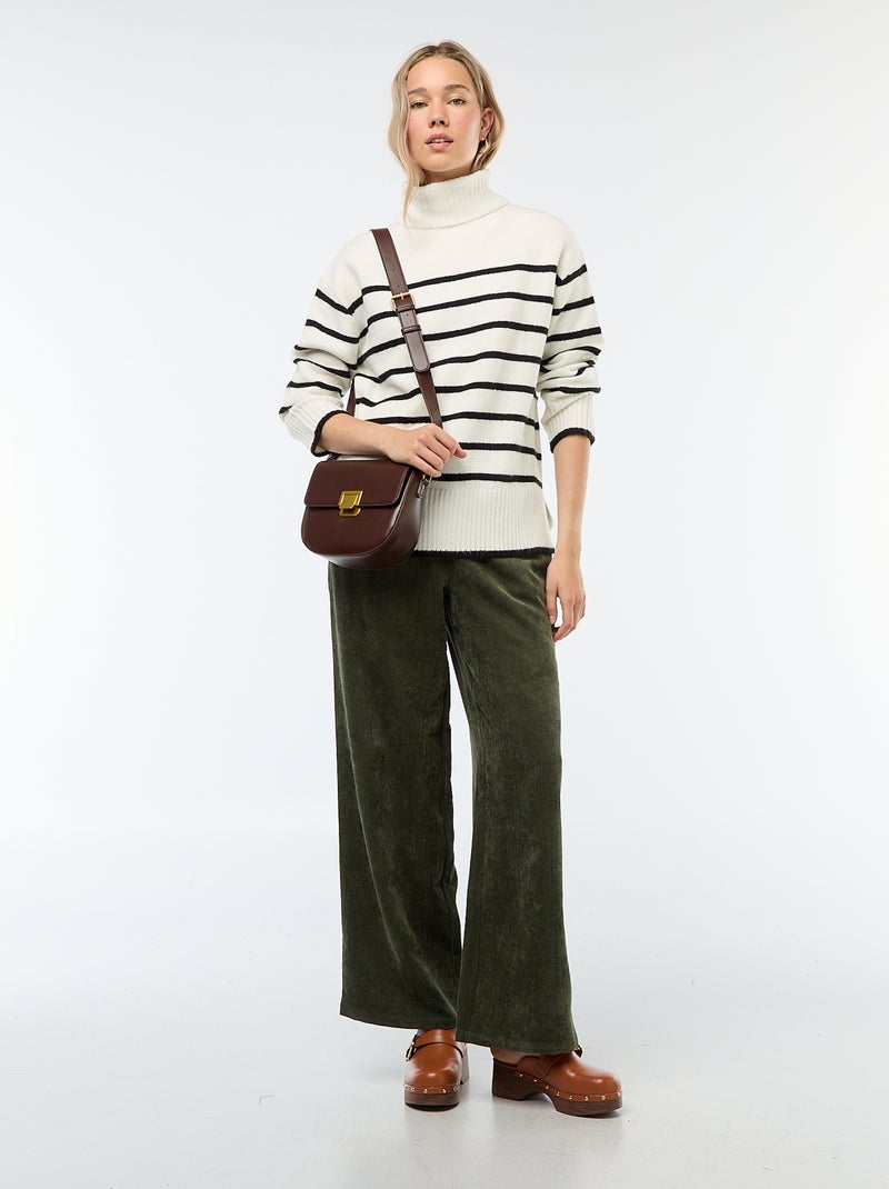Pull col montant en maille grosse jauge Blanc - Kiabi