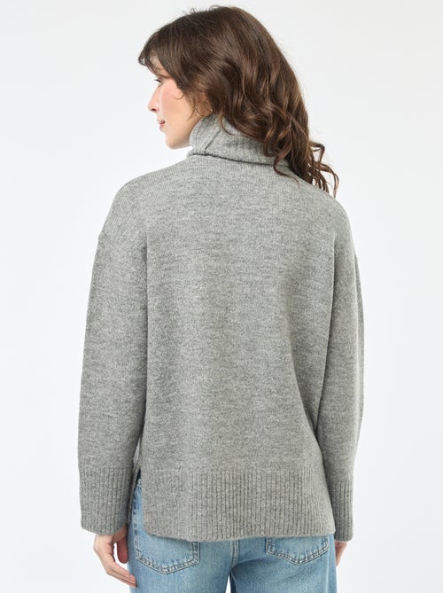 Pull col montant en maille grosse jauge - Kiabi