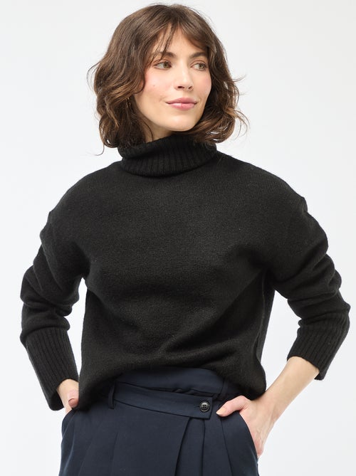 Pull col montant en maille grosse jauge - Kiabi