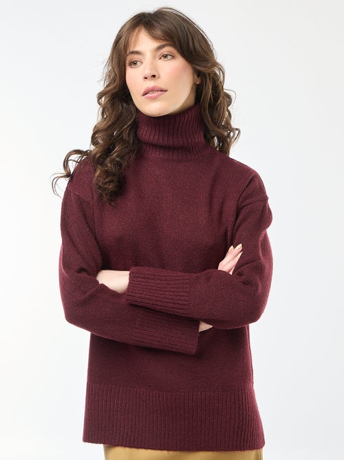 Pull col montant en maille grosse jauge - Kiabi