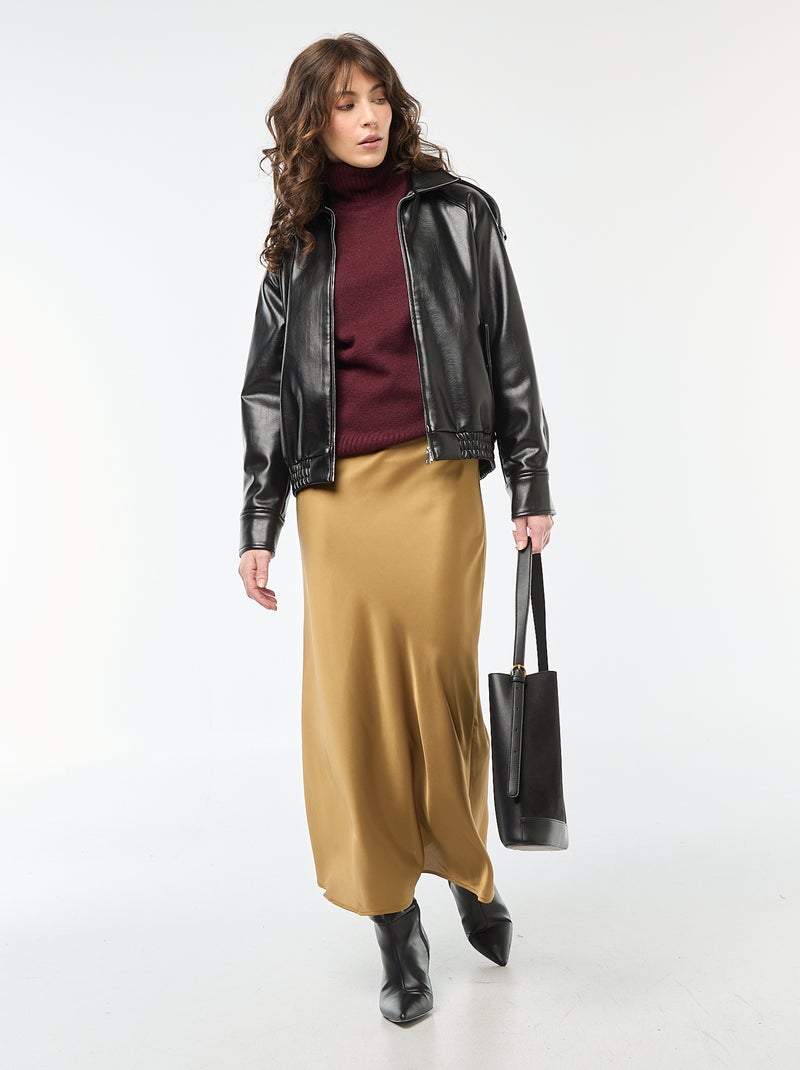 Pull col montant en maille grosse jauge Rouge - Kiabi