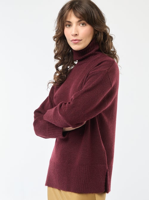 Pull col montant en maille grosse jauge - Kiabi