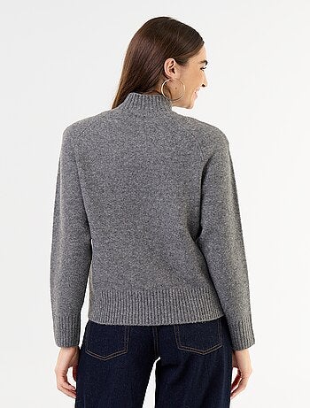 Pull col montant en rib