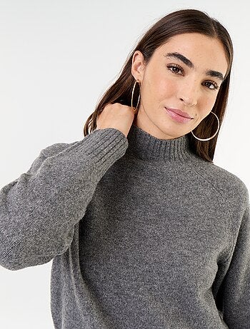 Pull col montant en rib