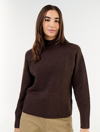 Pull col montant en rib