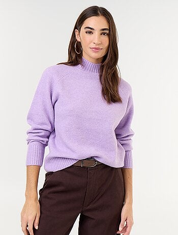 Pull col montant en rib