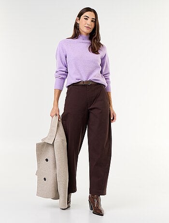 Pull col montant en rib