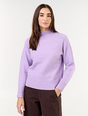 Pull col montant en rib