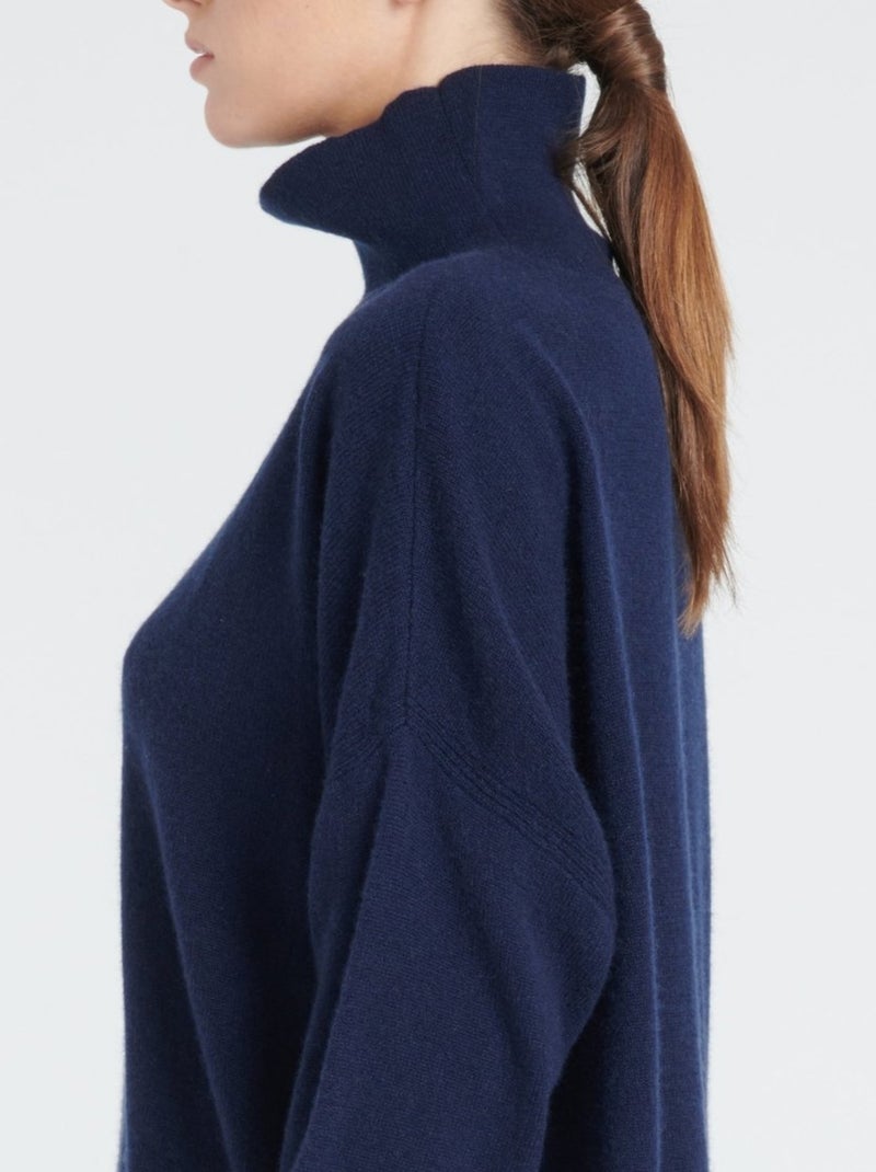 Pull col montant femme 100% cachemire - zaya 13 Bleu marine - Kiabi