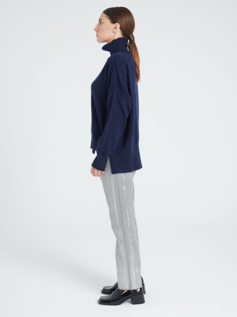 Pull col montant femme 100% cachemire - zaya 13 Bleu marine - Kiabi