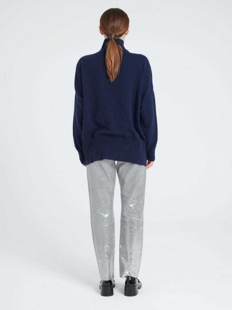 Pull col montant femme 100% cachemire - zaya 13 Bleu marine - Kiabi