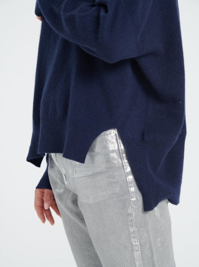 Pull col montant femme 100% cachemire - zaya 13 Bleu marine - Kiabi