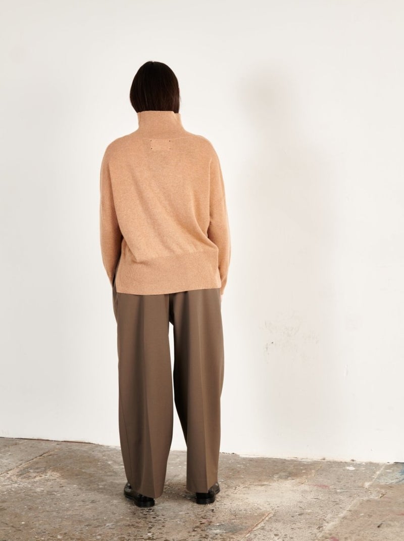 Pull col montant femme 100% cachemire - ZAYA 13 Camel - Kiabi