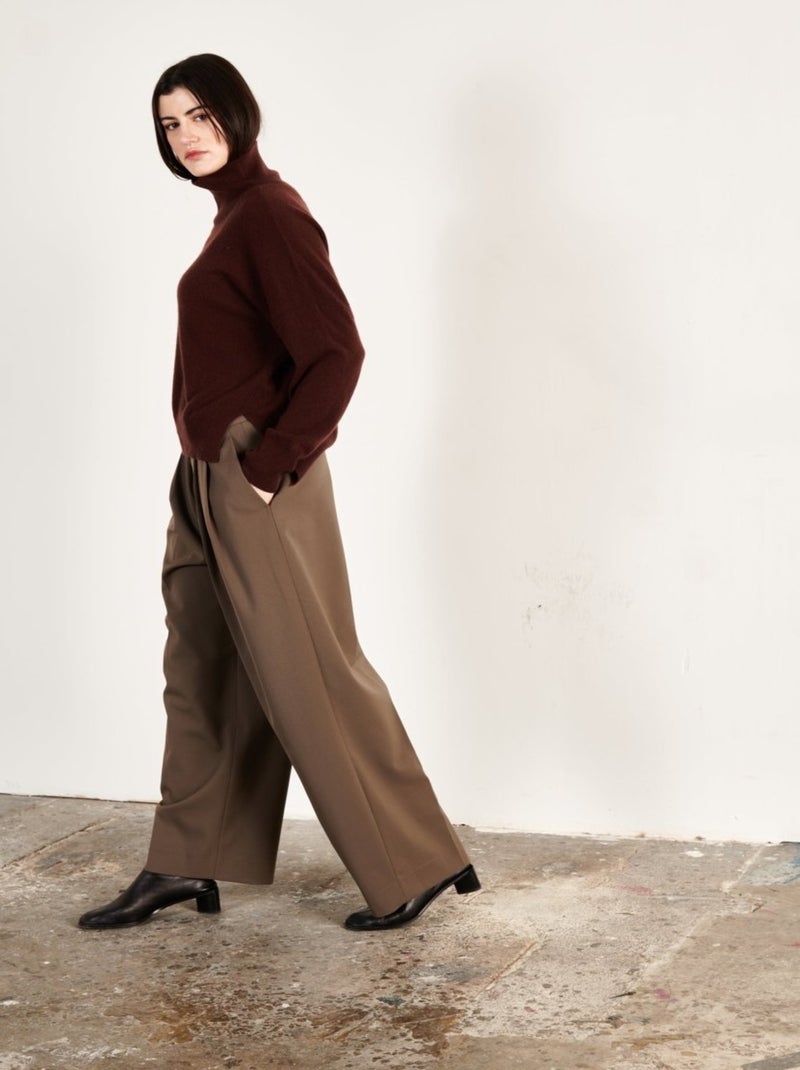 Pull col montant femme 100% cachemire - ZAYA 13 Marron - Kiabi