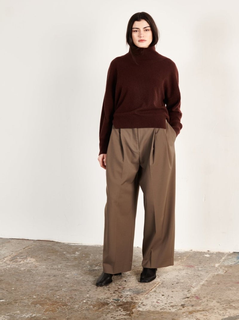 Pull col montant femme 100% cachemire - ZAYA 13 Marron - Kiabi