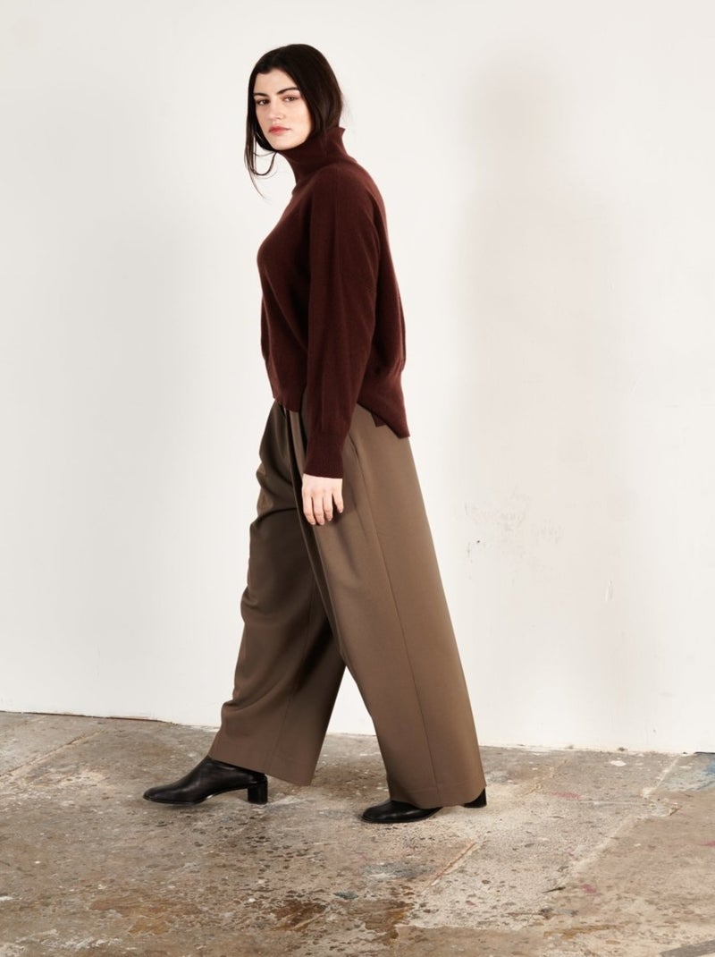 Pull col montant femme 100% cachemire - ZAYA 13 Marron - Kiabi