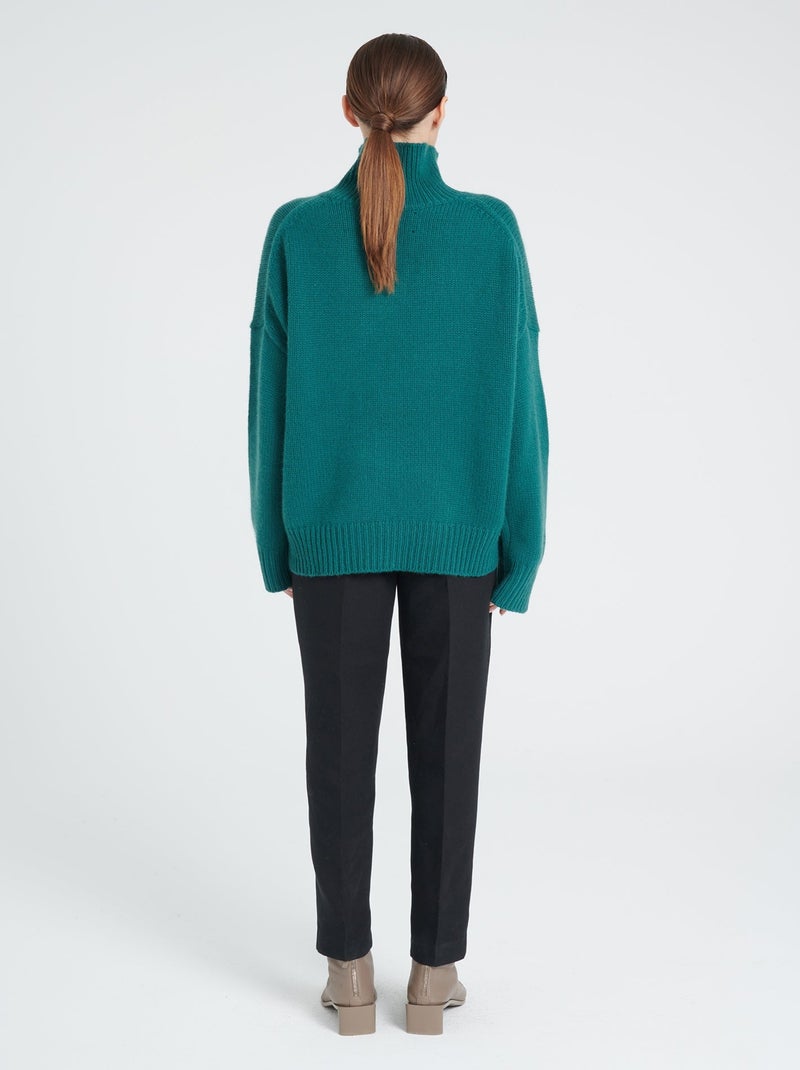 Pull col montant femme 100% cachemire 10 fils - ZAYA 3 Vert foncé - Kiabi