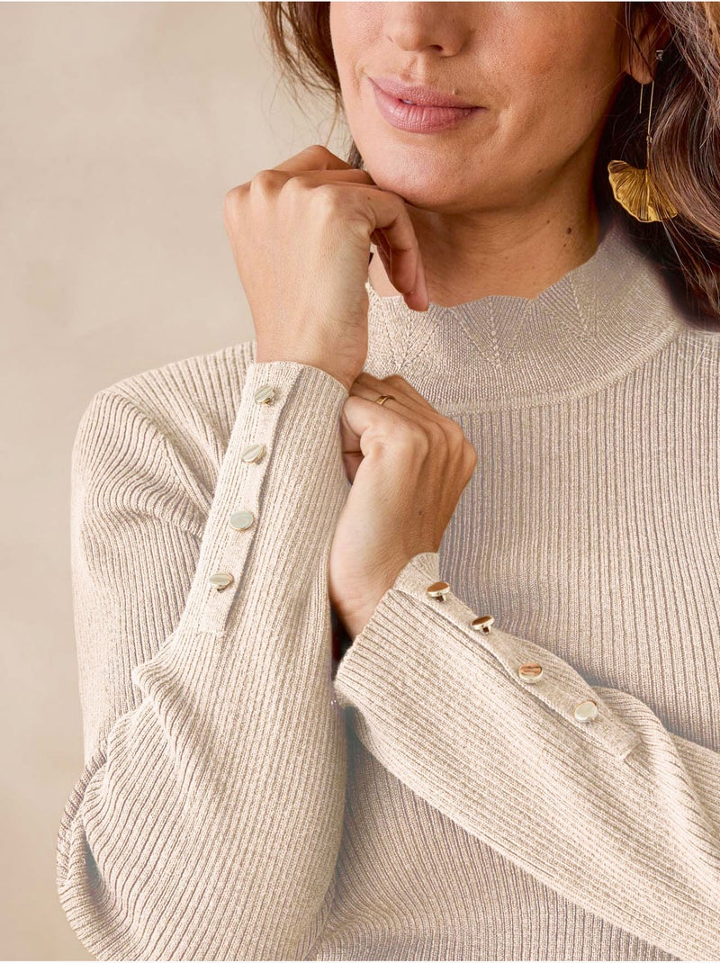 Pull col montant finitions écailles - DAXON Ecru - Kiabi