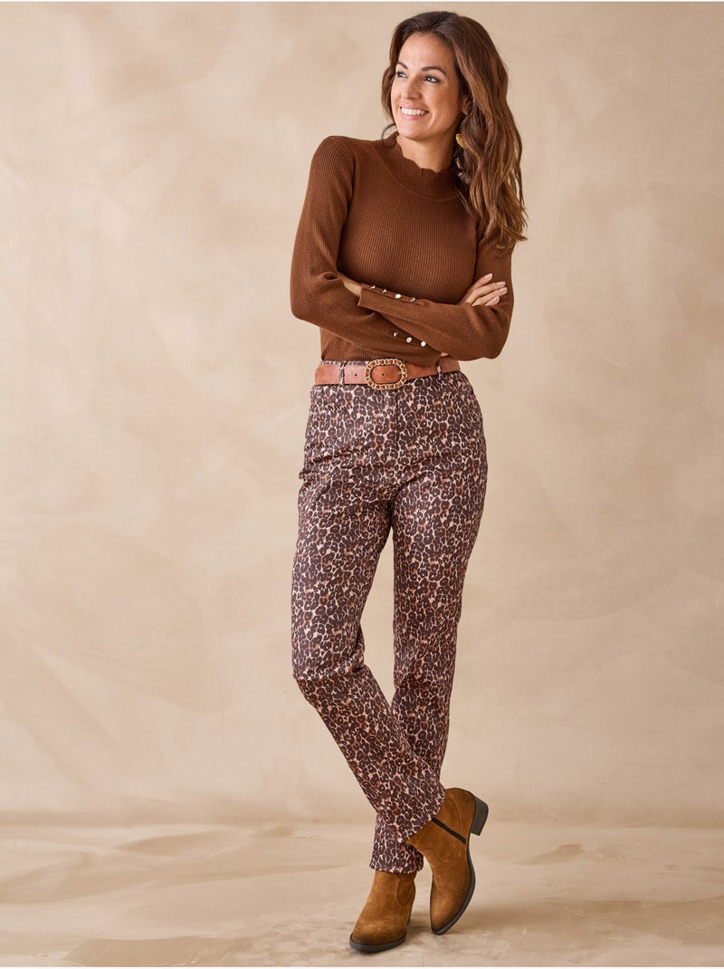Pull col montant finitions écailles - DAXON Marron chocolat - Kiabi