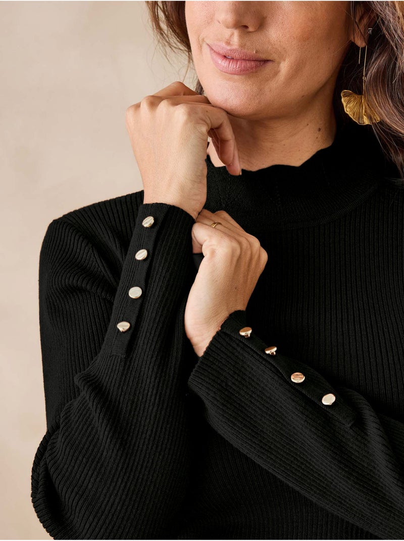 Pull col montant finitions écailles - DAXON Noir Noir - Kiabi