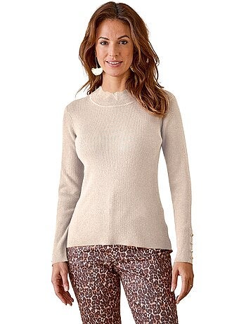 Pull col montant finitions écailles