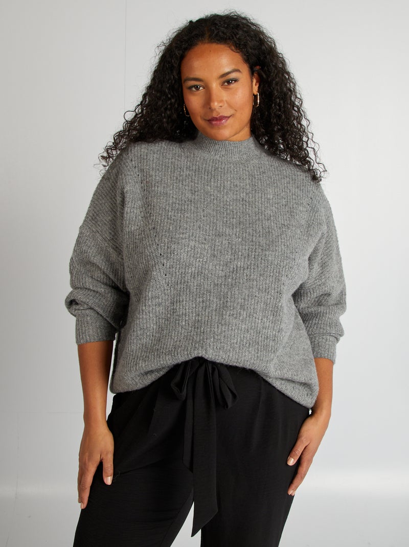 Pull col montant Gris - Kiabi