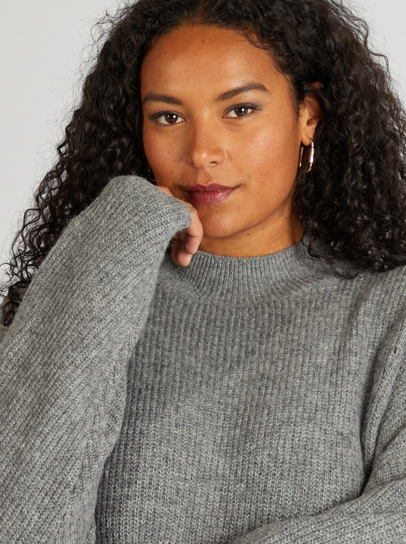 Pull col montant Gris - Kiabi