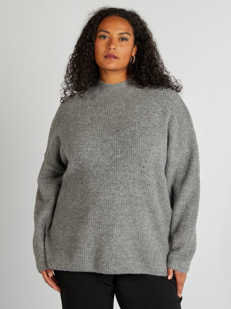 Pull col montant Gris - Kiabi