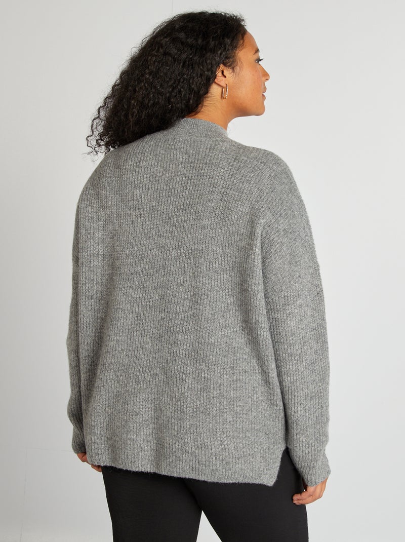 Pull col montant Gris - Kiabi