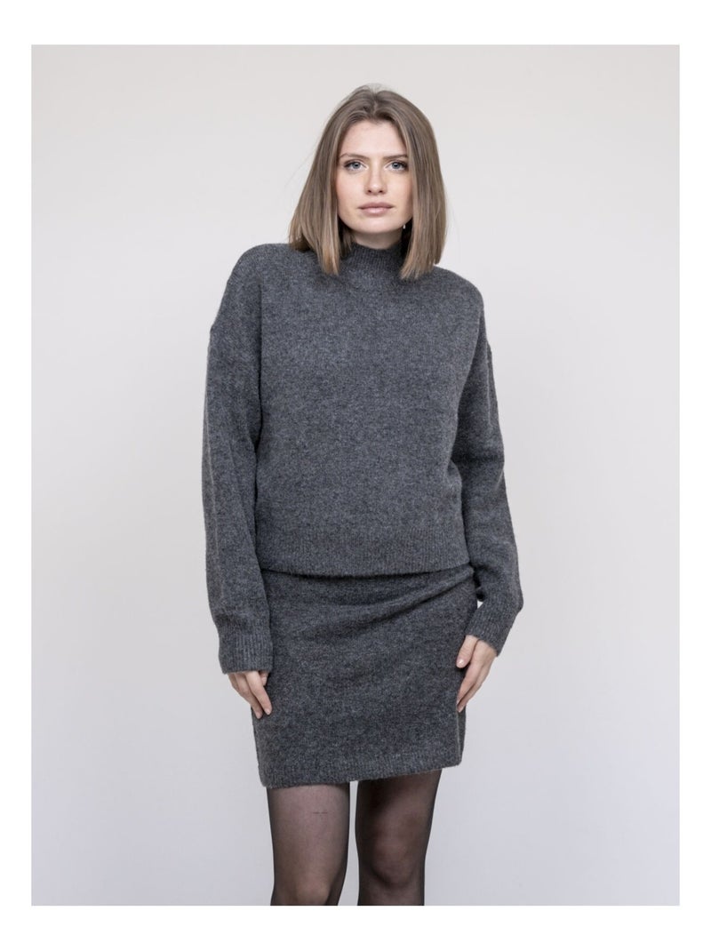Pull col montant KAMALA Gris - Kiabi