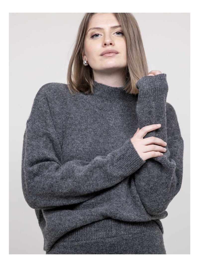 Pull col montant KAMALA Gris - Kiabi