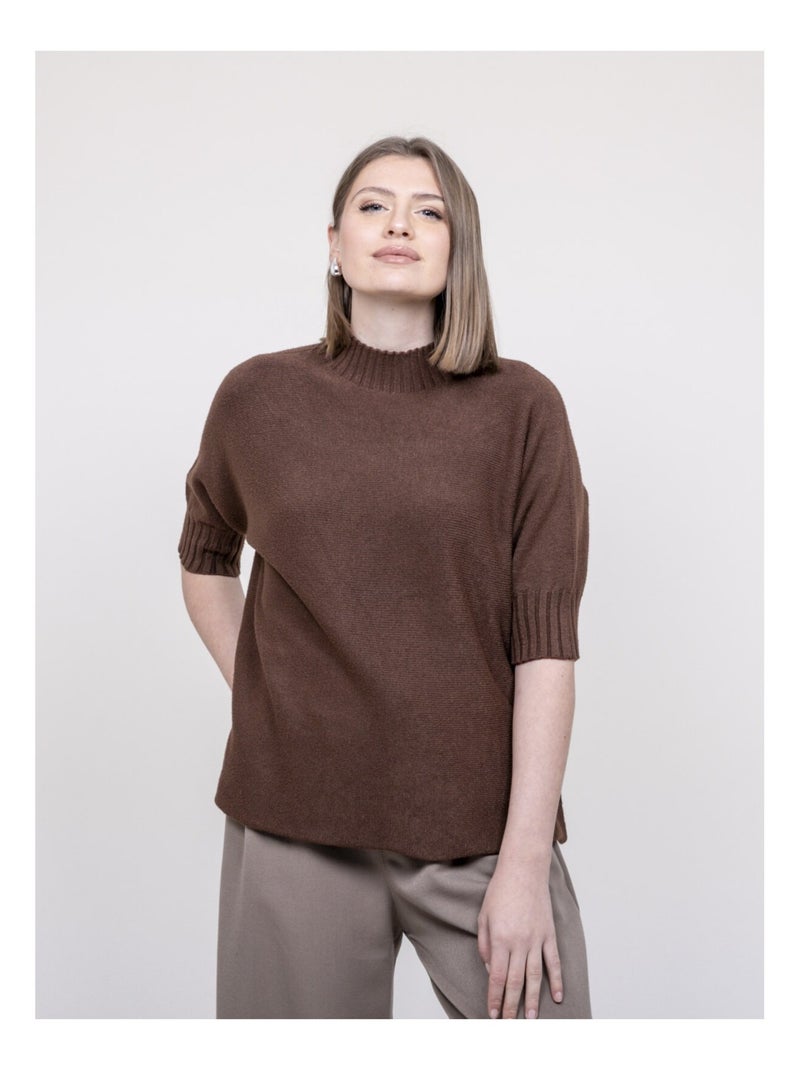 Pull col montant KEVINA Marron - Kiabi