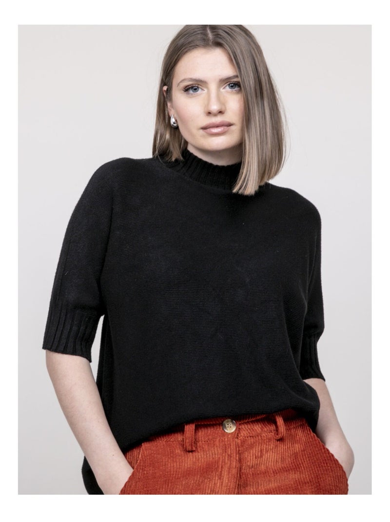 Pull col montant KEVINA Noir - Kiabi