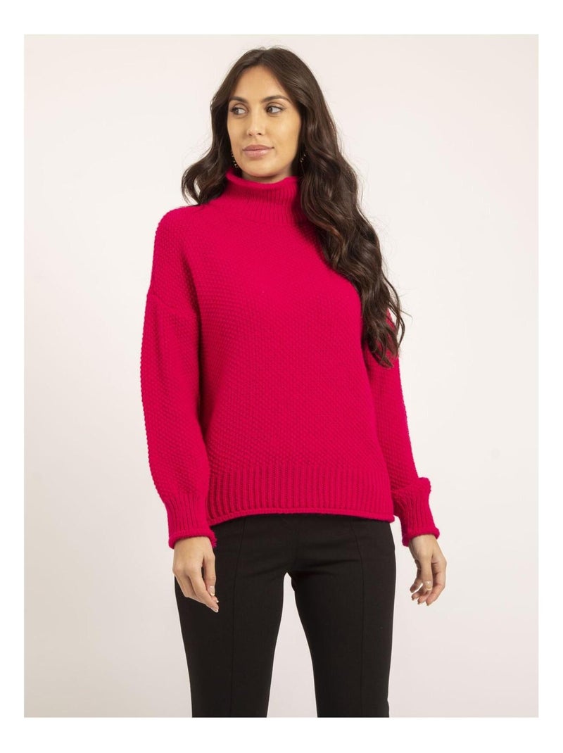 Pull col montant KIANTY Rose fushia - Kiabi