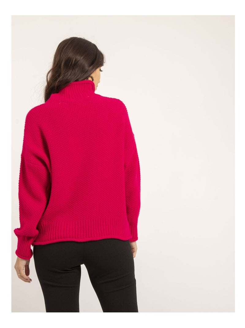 Pull col montant KIANTY Rose fushia - Kiabi