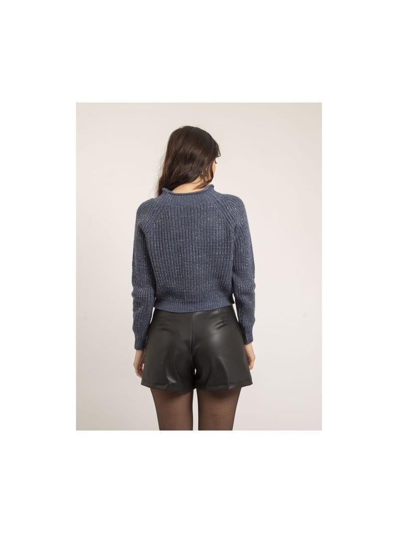 Pull col montant lurex KAMPALA Bleu - Kiabi