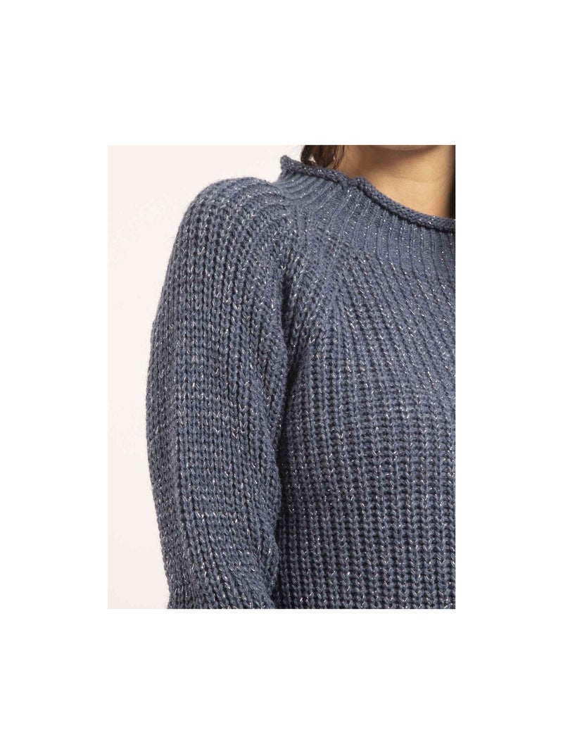 Pull col montant lurex KAMPALA Bleu - Kiabi