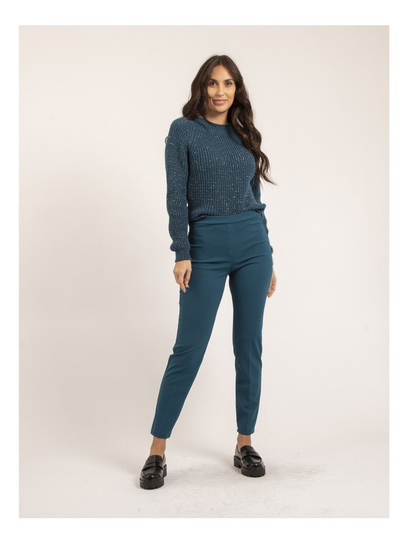 Pull col montant lurex KAMPALA Bleu canard - Kiabi