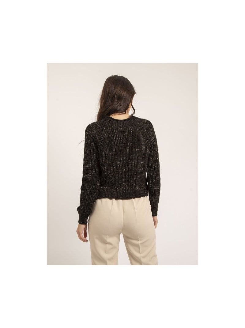 Pull col montant lurex KAMPALA Noir - Kiabi