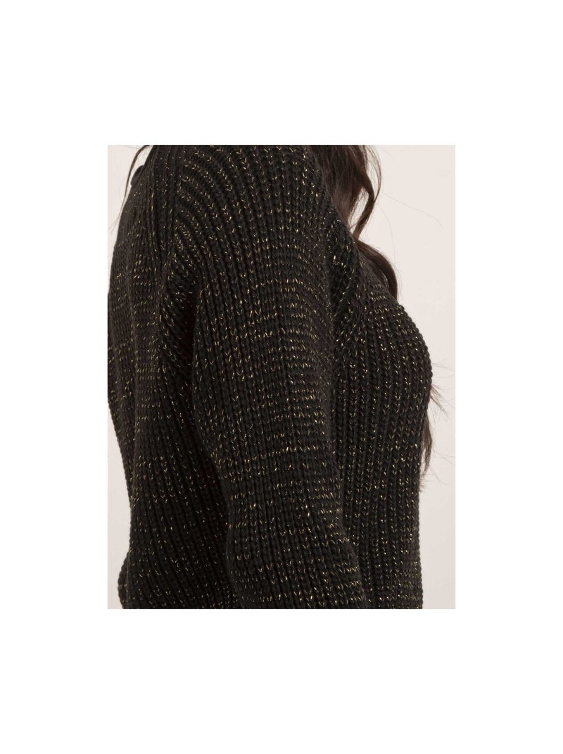Pull col montant lurex KAMPALA Noir - Kiabi