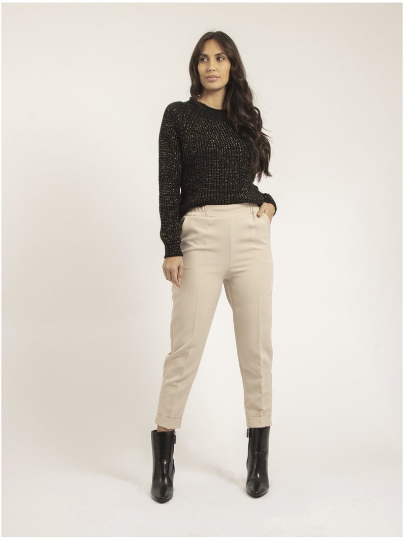 Pull col montant lurex KAMPALA Noir - Kiabi