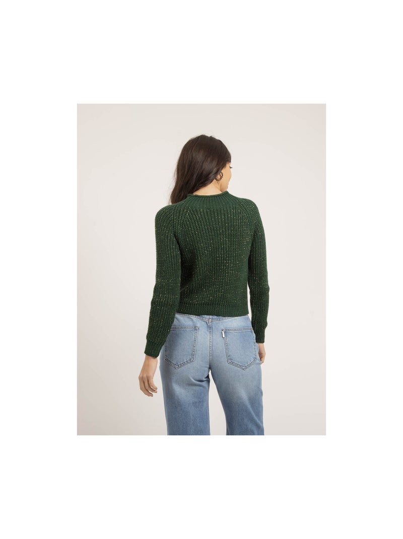 Pull col montant lurex KAMPALA Vert forêt - Kiabi