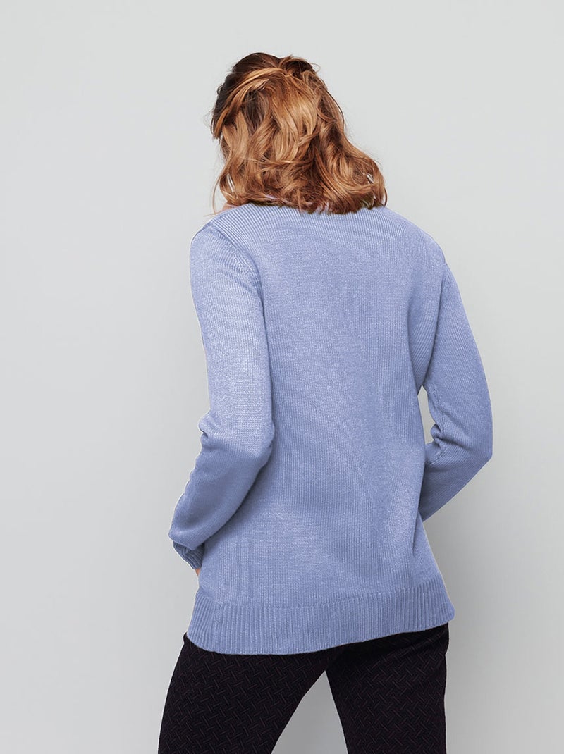 Pull col montant maille épaisse - Afibel Bleu - Kiabi