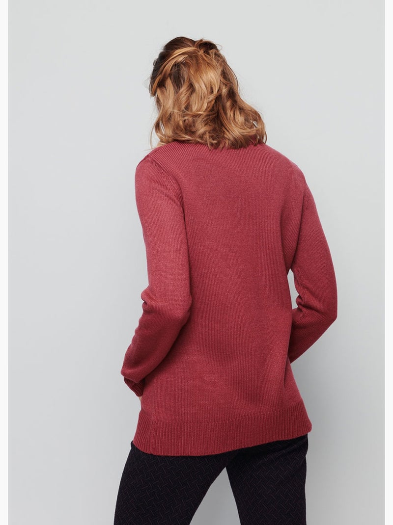 Pull col montant maille épaisse - Afibel Prune - Kiabi
