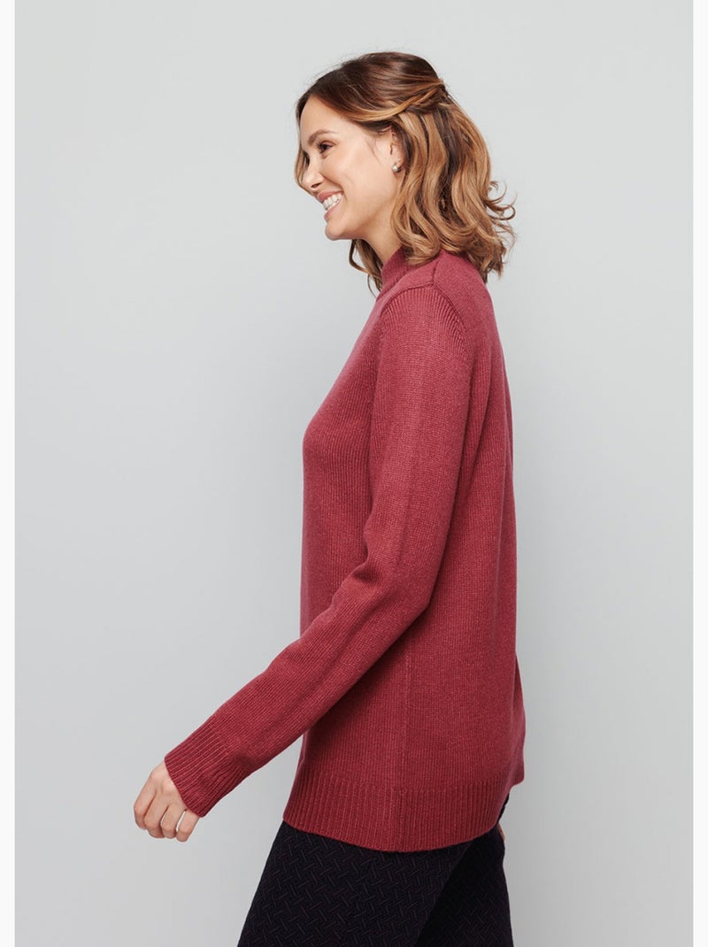 Pull col montant maille épaisse - Afibel Prune - Kiabi