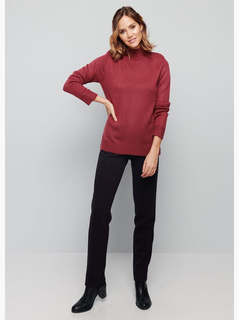 Pull col montant maille épaisse - Afibel Prune - Kiabi