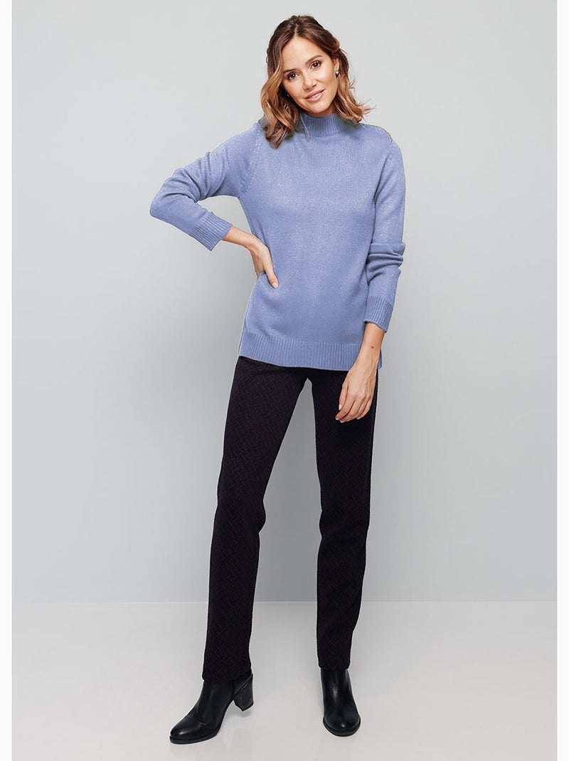 Pull col montant maille épaisse Bleu - Kiabi