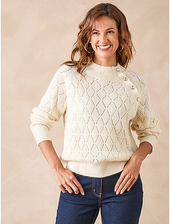 Pull col montant maille fantaisie - DAXON