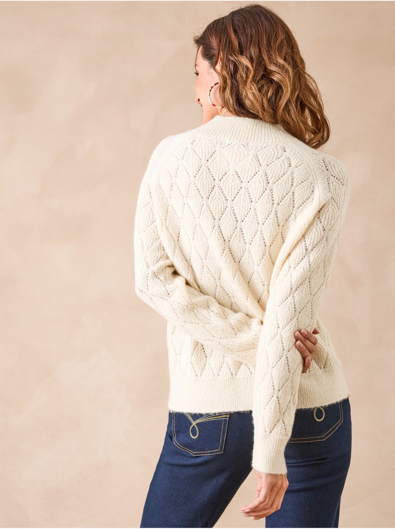 Pull col montant maille fantaisie - DAXON Ecru - Kiabi
