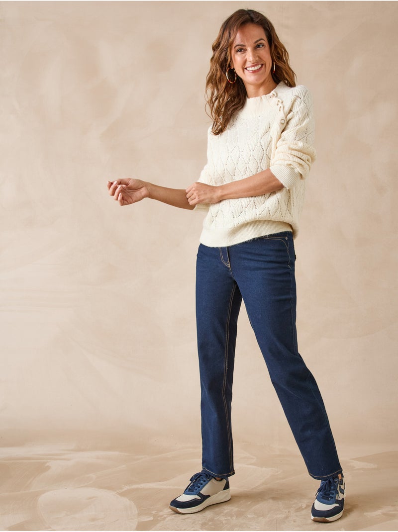 Pull col montant maille fantaisie - DAXON Ecru - Kiabi